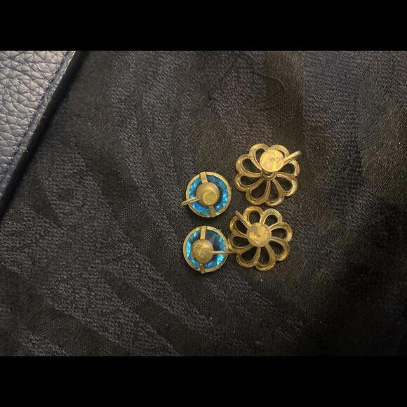 Vintage Floral and Gemstone Earrings Set - Picture 2 of 8